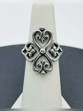 James Avery Adorned Hearts Ring 925 Sterling Silver Retired Wide Band